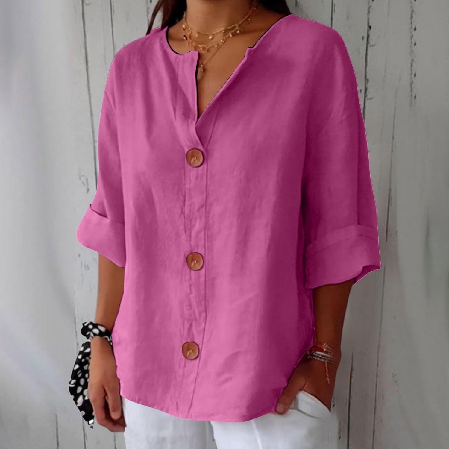 Clara | Blouse en Lin à Gros Boutons