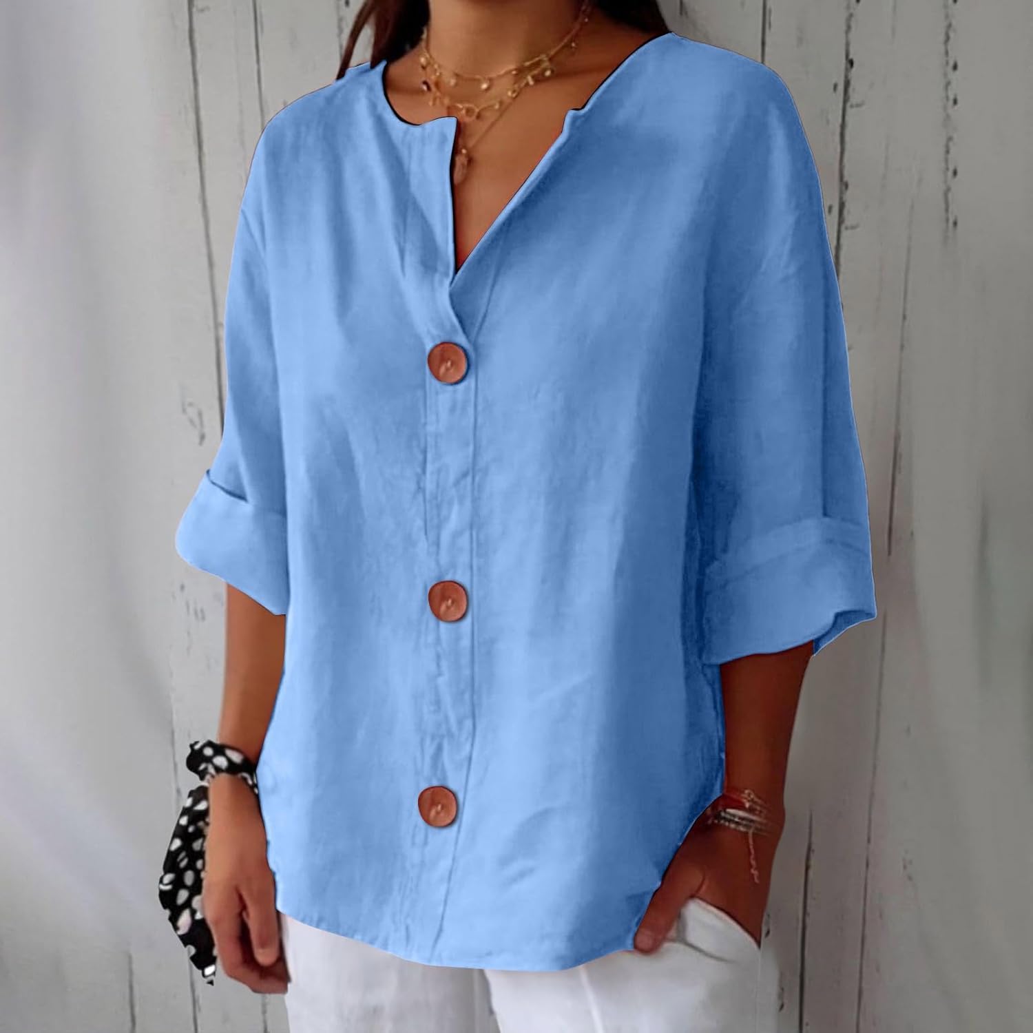 Clara | Blouse en Lin à Gros Boutons