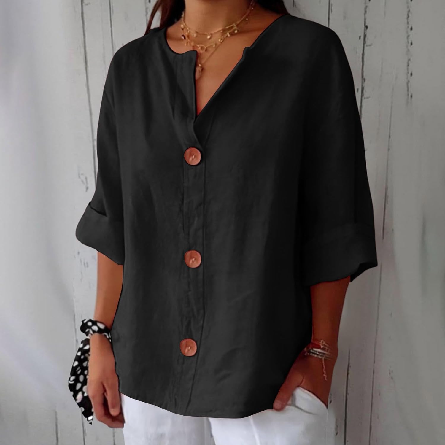 Clara | Blouse en Lin à Gros Boutons
