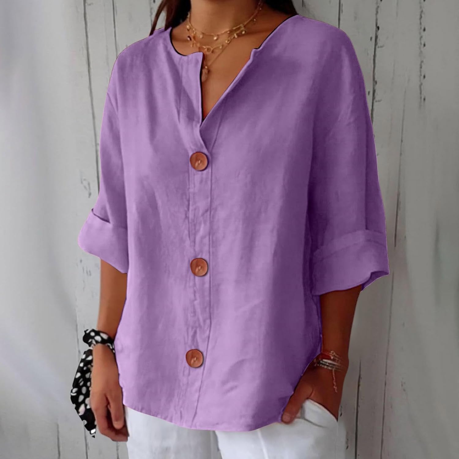 Clara | Blouse en Lin à Gros Boutons