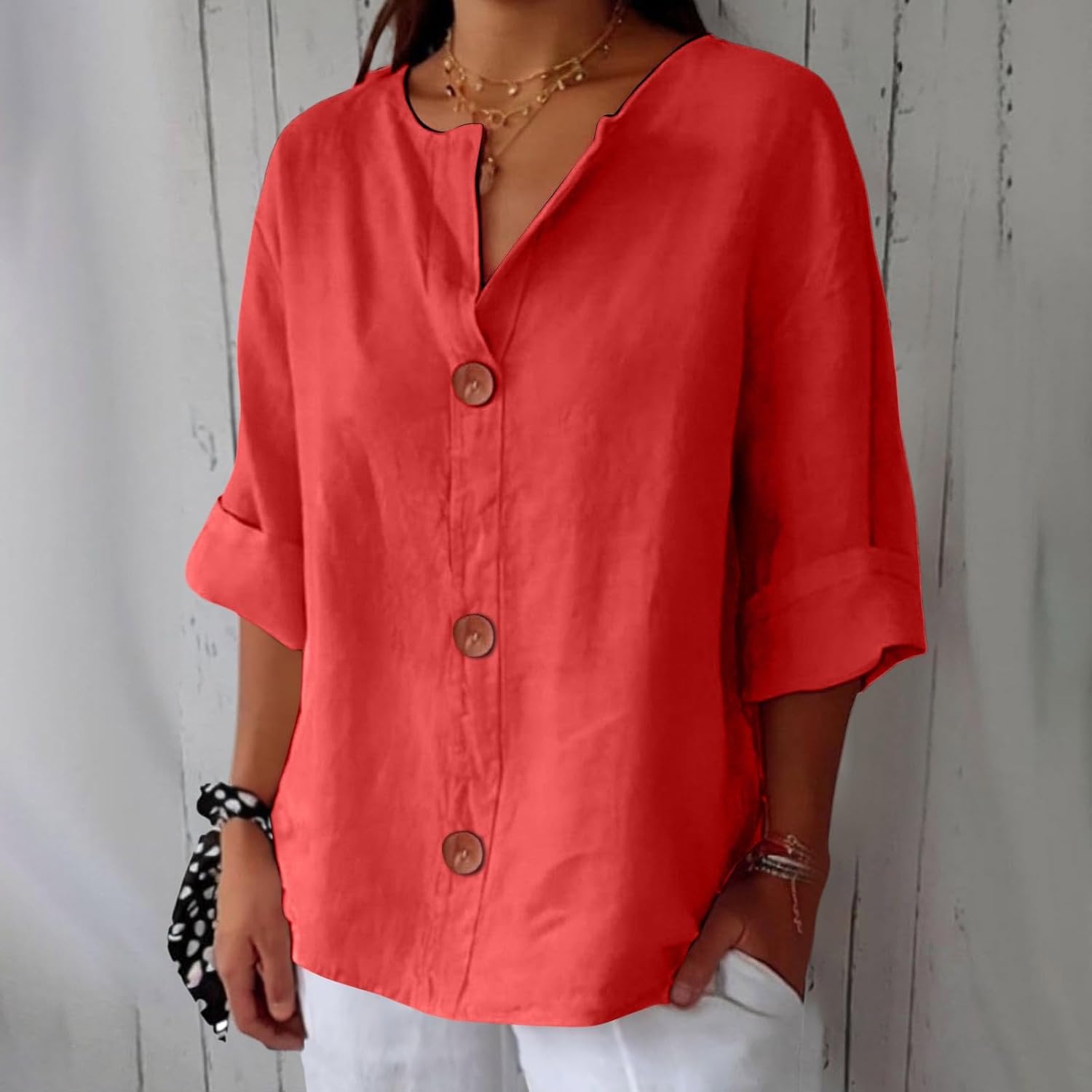 Clara | Blouse en Lin à Gros Boutons