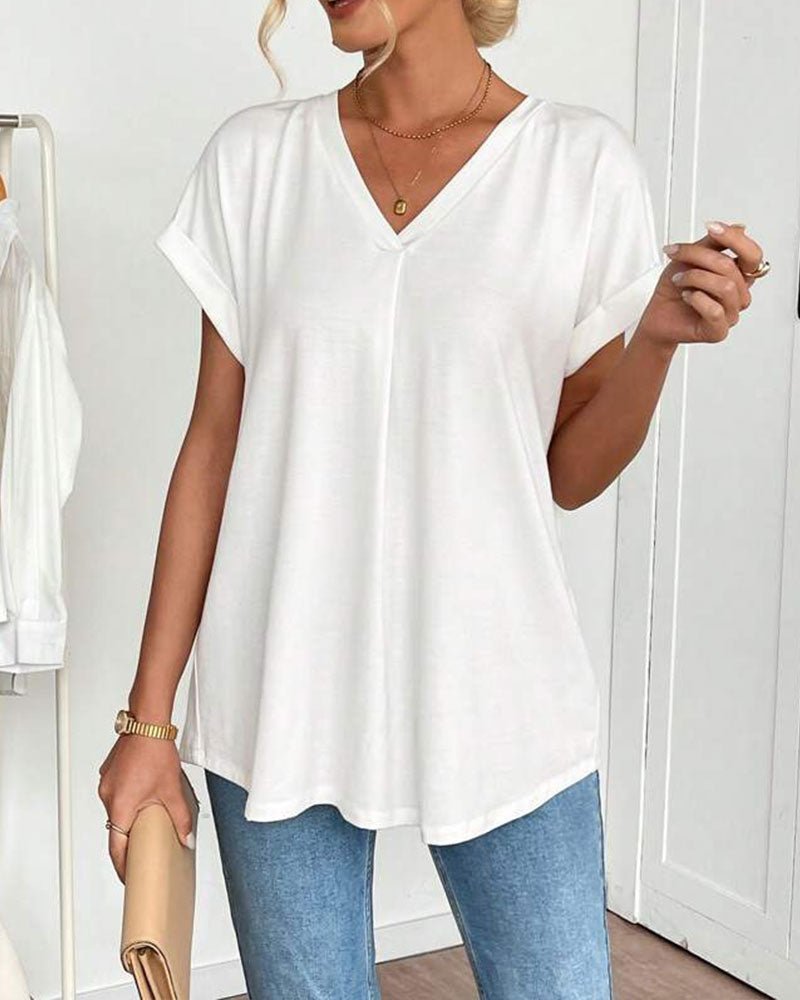 Estella | Top Ample à Col V et Manches à Revers