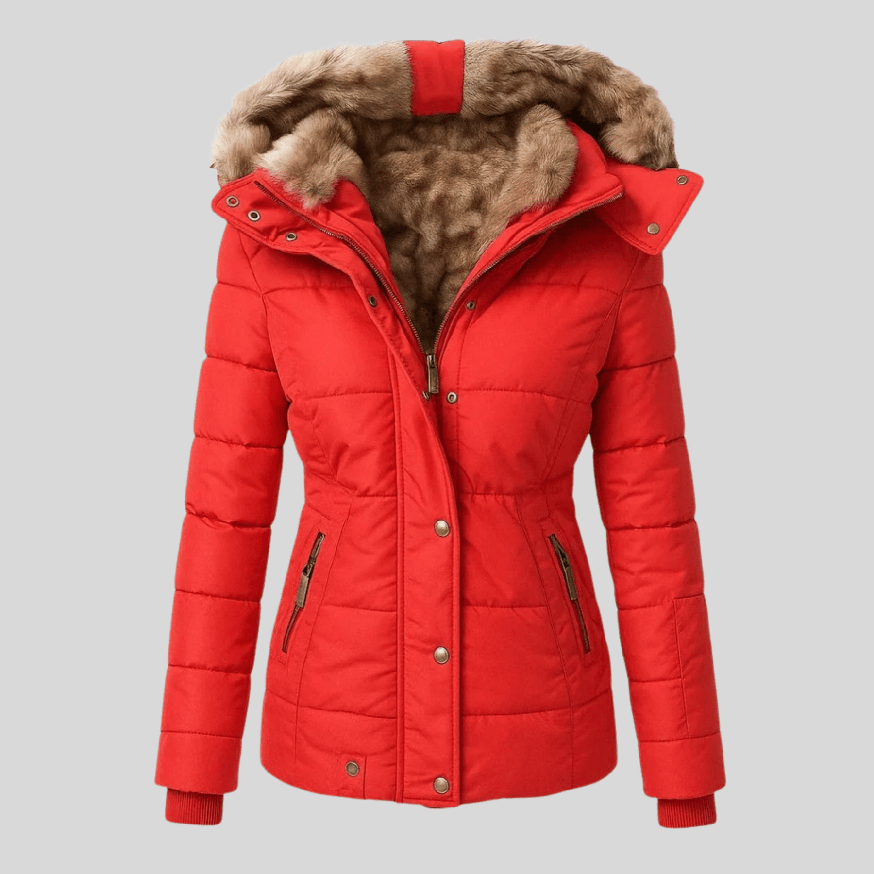 Rosalie | Manteau Chaud à Capuche Bordée de Fourrure