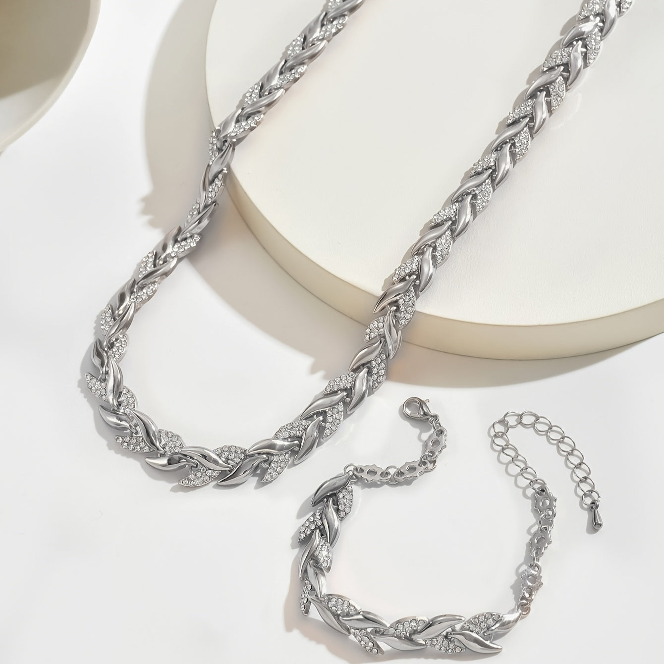 Valentine | Parure Collier & Bracelet Feuillage Scintillant