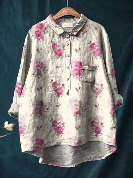 Lila | Chemise Fleurie à Base Plongeante
