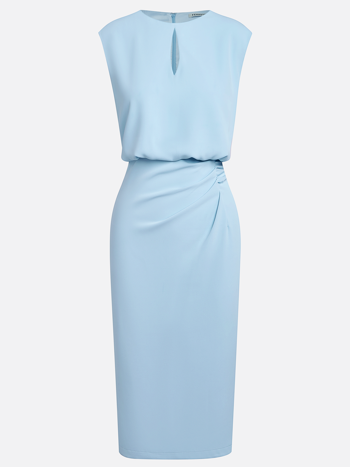 Clémence | Robe midi drapée bleu ciel