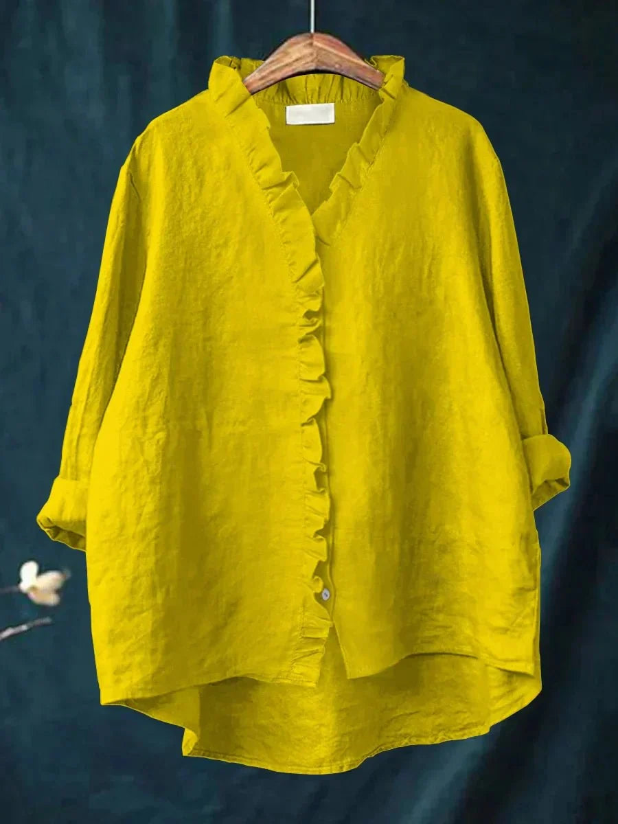 Sanela | Chemise en Coton et Lin à Volant