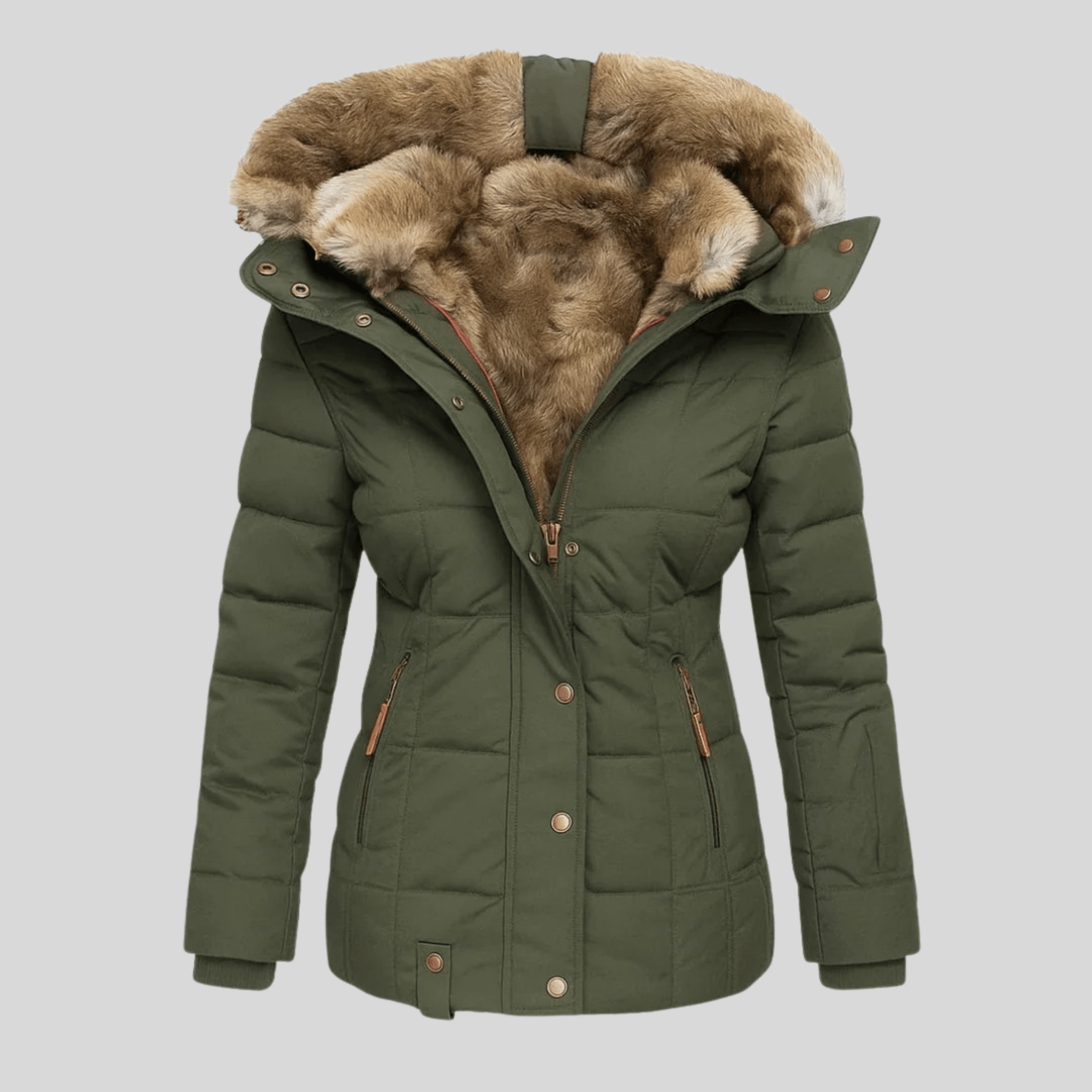 Rosalie | Manteau Chaud à Capuche Bordée de Fourrure