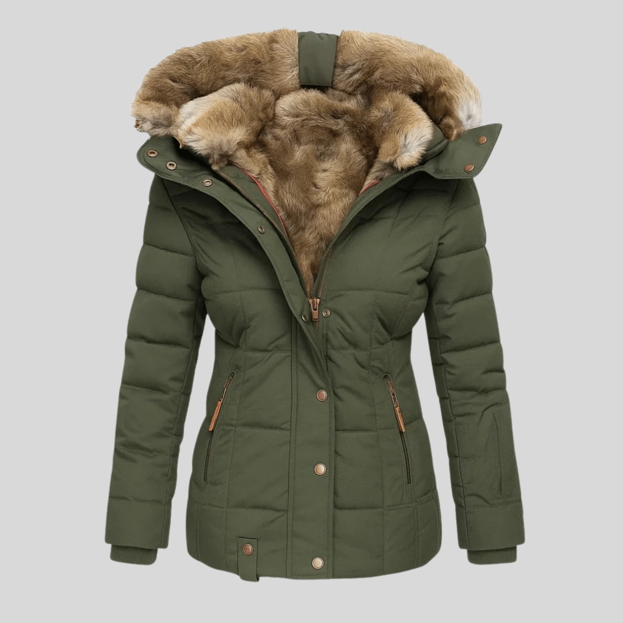 Rosalie | Manteau Chaud à Capuche Bordée de Fourrure