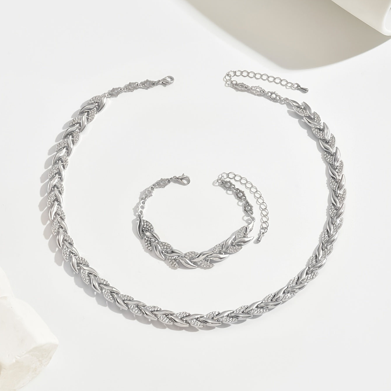 Valentine | Parure Collier & Bracelet Feuillage Scintillant