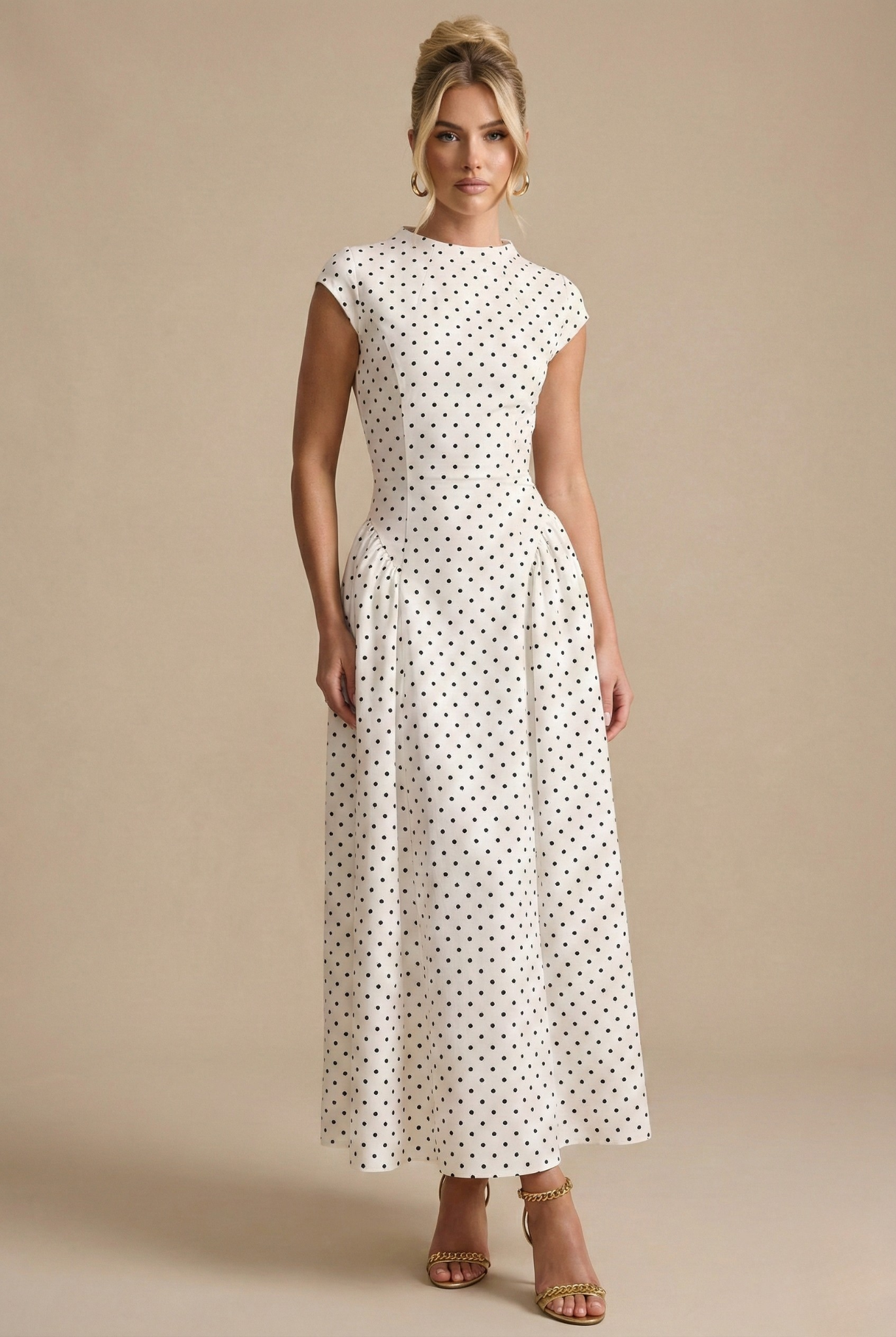 Héloïse | Robe Maxi à Pois avec Taille Cintrée