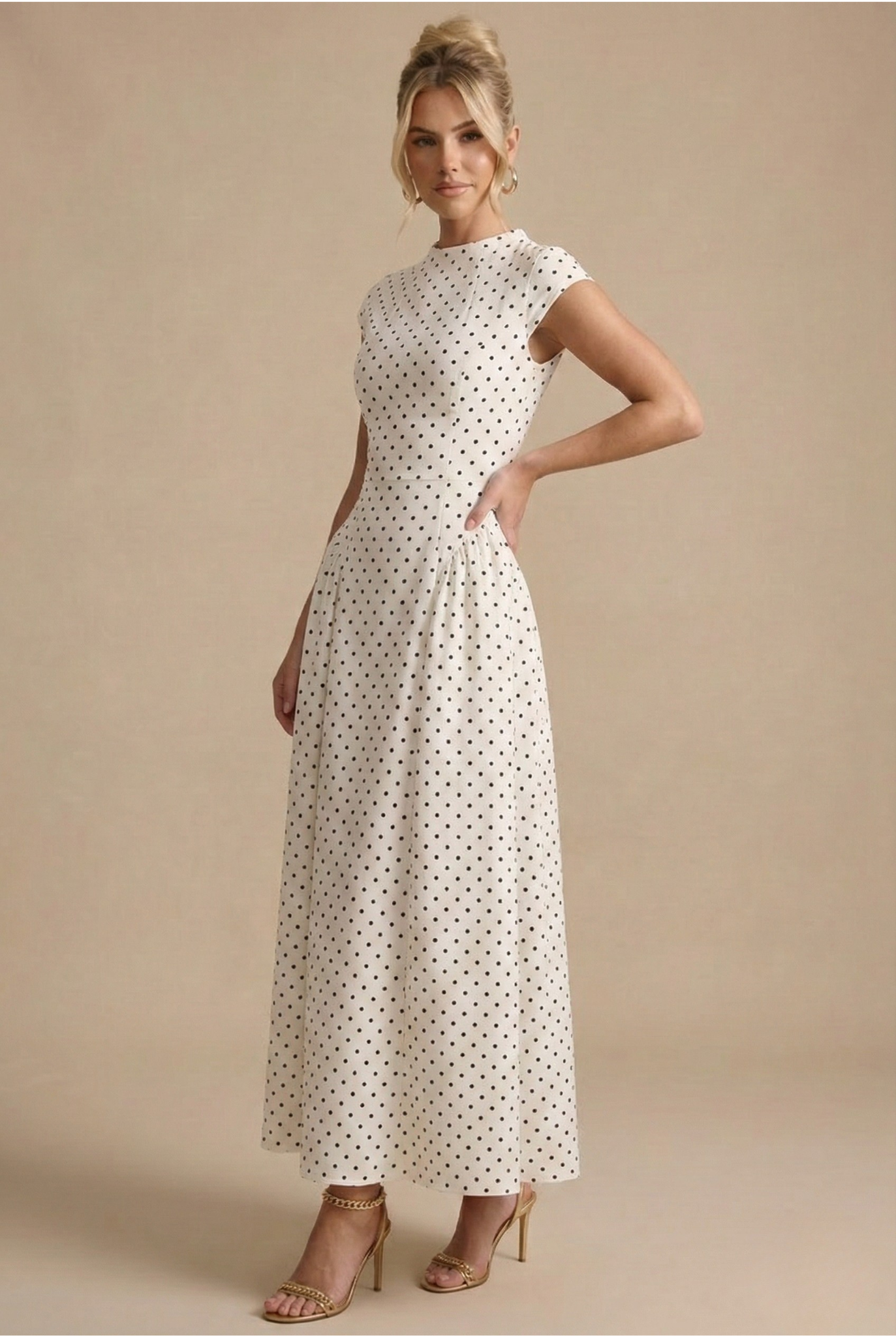 Héloïse | Robe Maxi à Pois avec Taille Cintrée