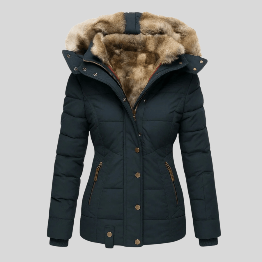 Rosalie | Manteau Chaud à Capuche Bordée de Fourrure