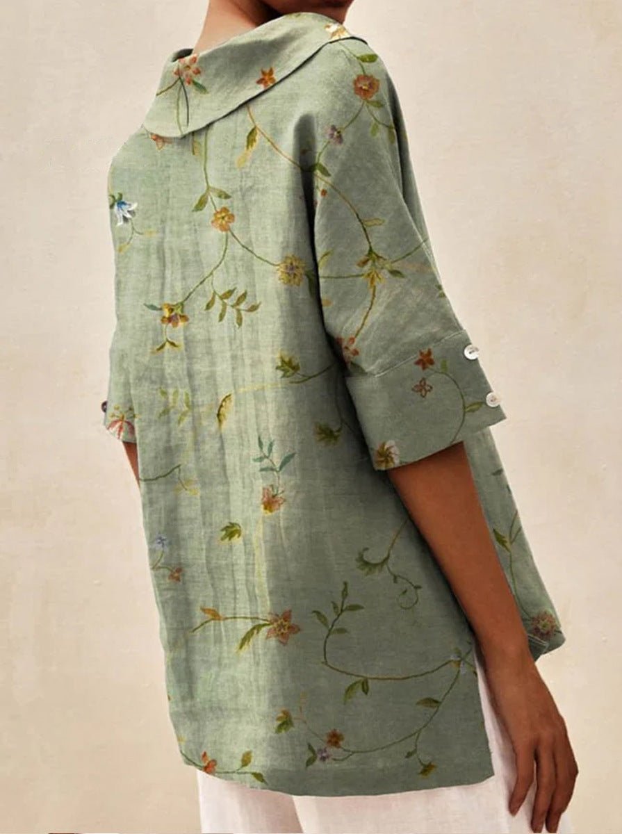 Andrea | Blouse en Lin et Coton à Imprimé Fleuri