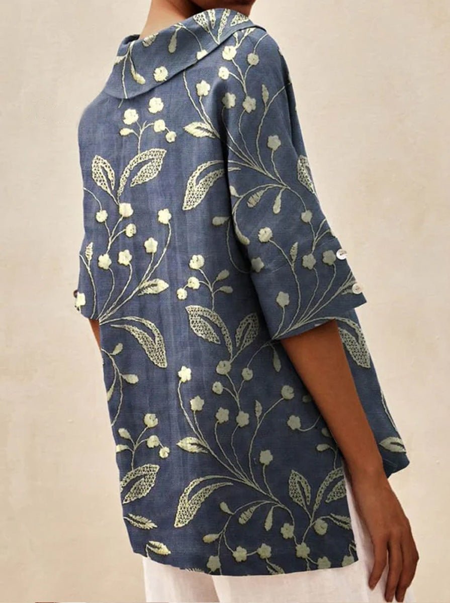 Andrea | Blouse en Lin et Coton à Imprimé Fleuri
