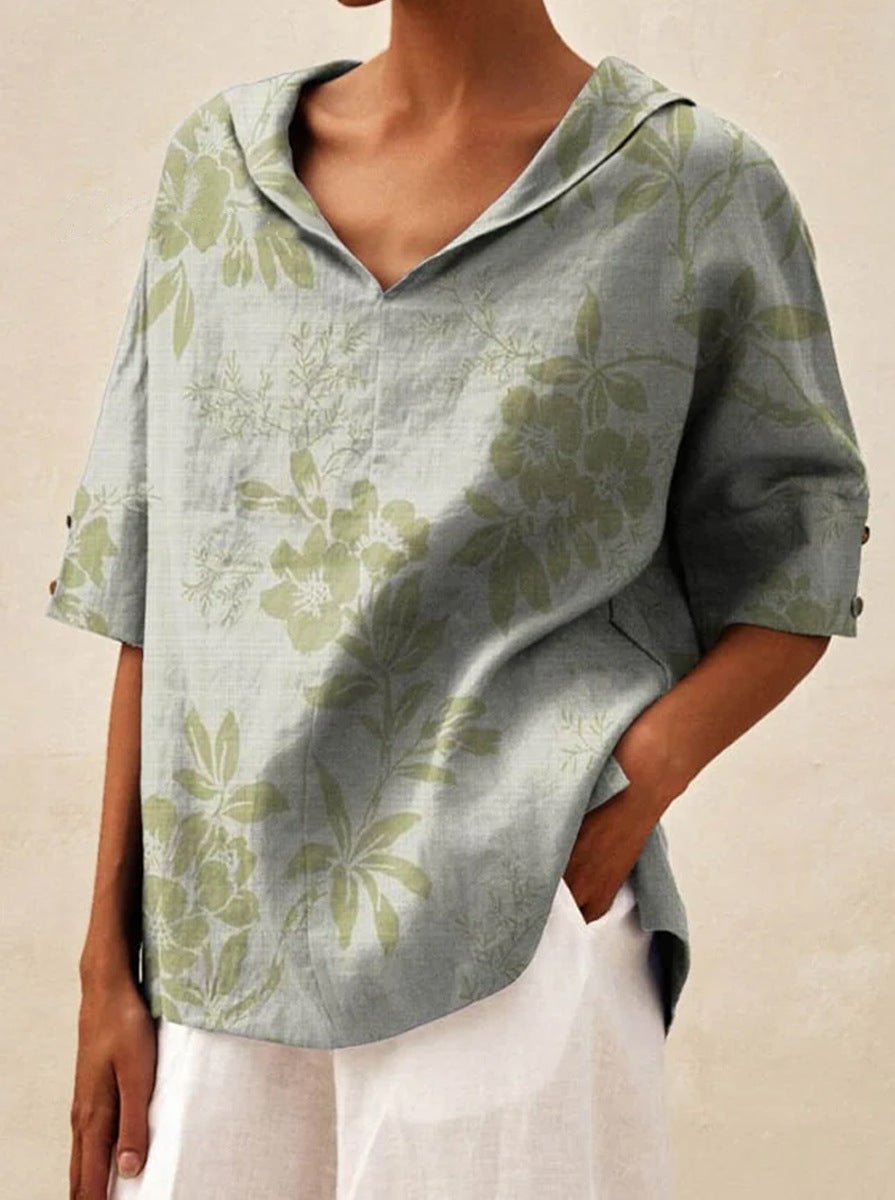 Andrea | Blouse en Lin et Coton à Imprimé Fleuri
