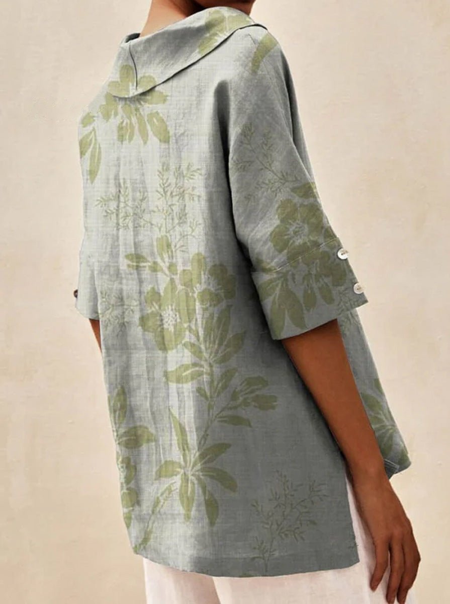 Andrea | Blouse en Lin et Coton à Imprimé Fleuri