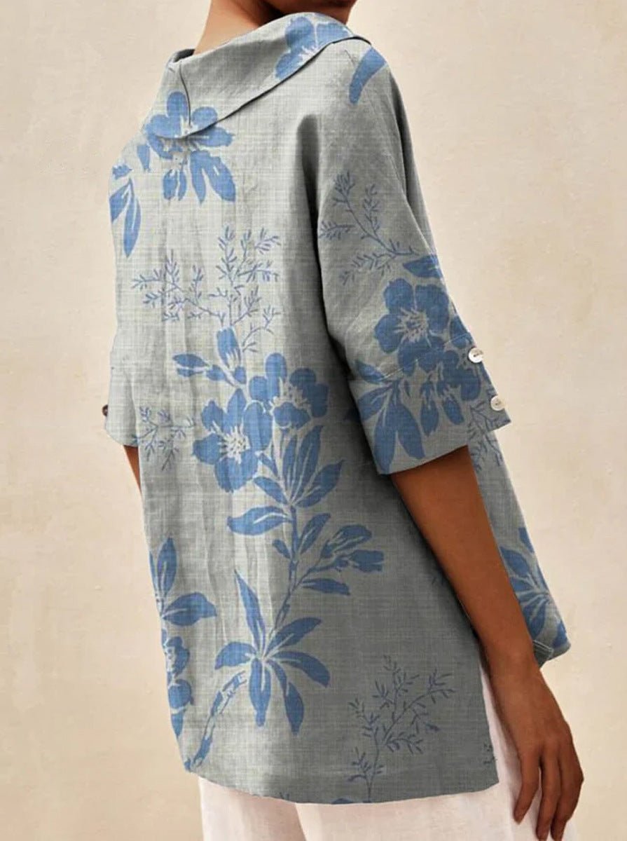 Andrea | Blouse en Lin et Coton à Imprimé Fleuri