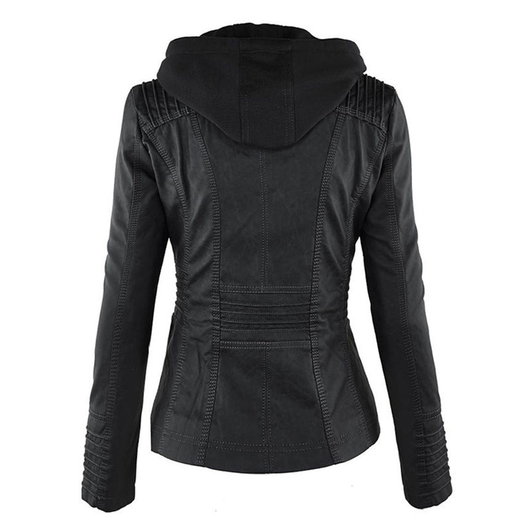 Valentine | Veste en Cuir à Capuche Réglable