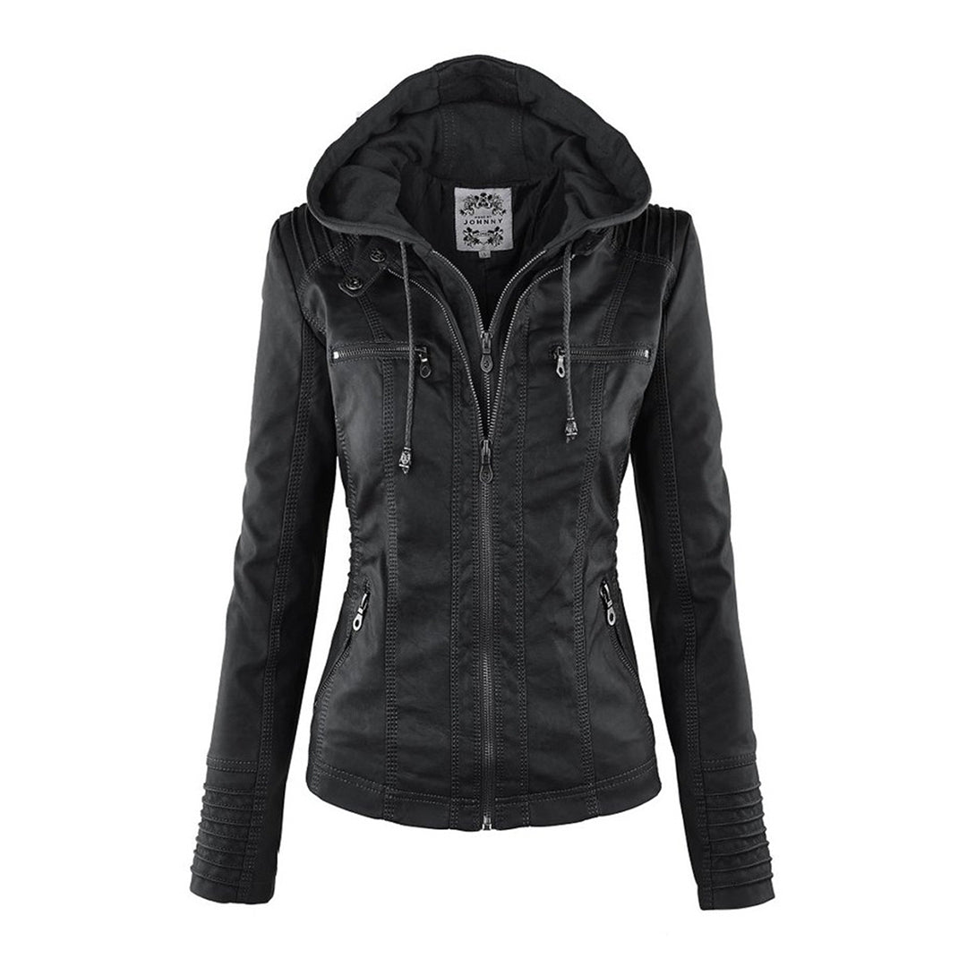 Valentine | Veste en Cuir à Capuche Réglable
