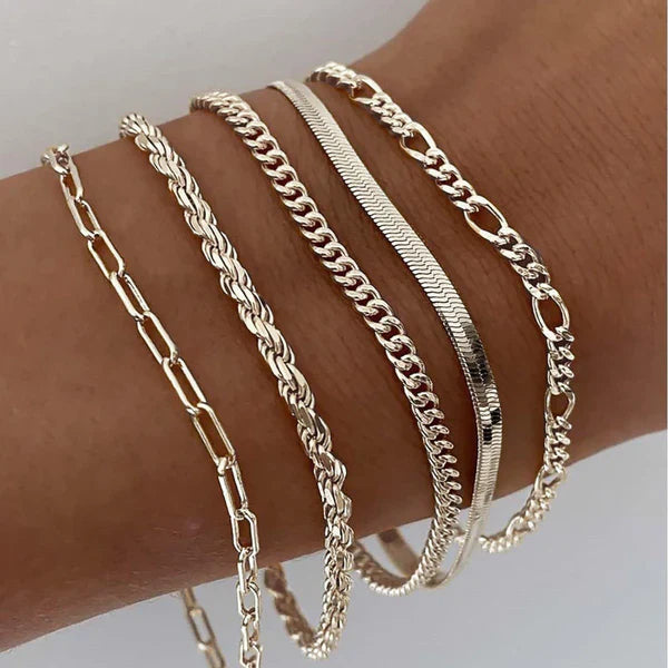 Rowena | Set de 5 Bracelets Chaînes Vintage