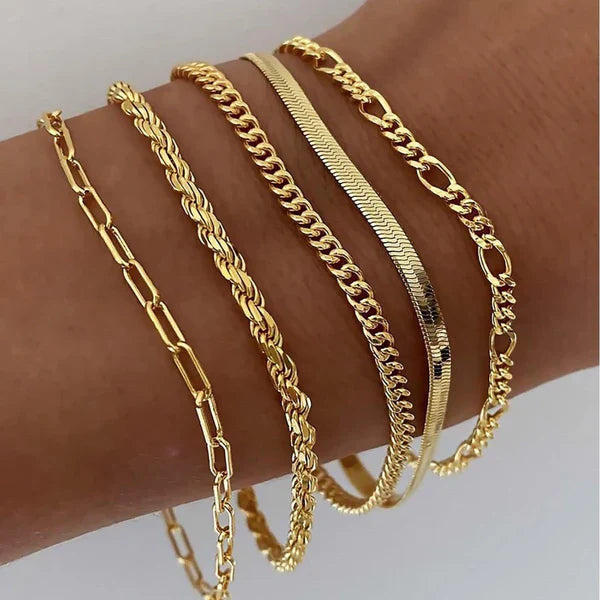 Rowena | Set de 5 Bracelets Chaînes Vintage