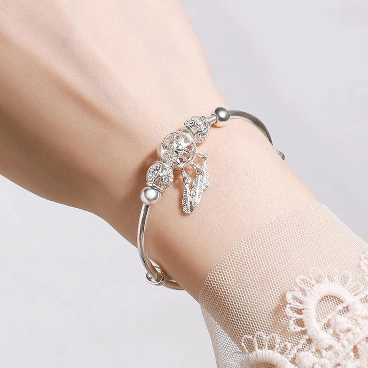 Géraldine | Bracelet Ajustable en Argent Sterling 925 à Triple Feuilles