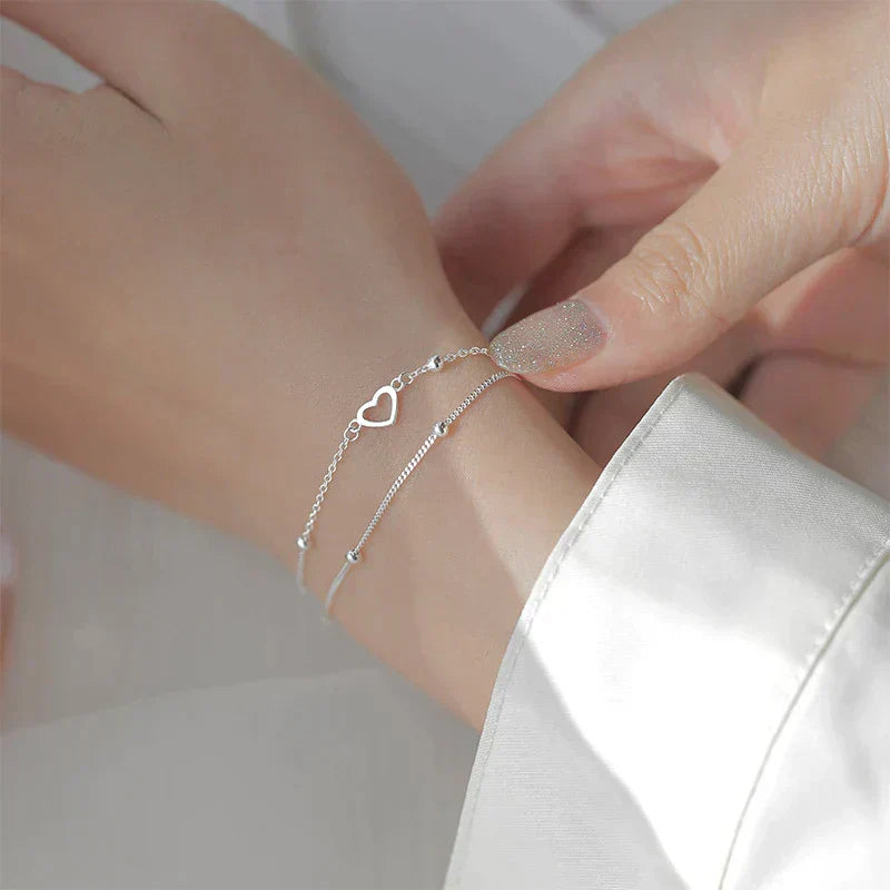 Fabienne | Bracelet Cœur Ajustable en Argent