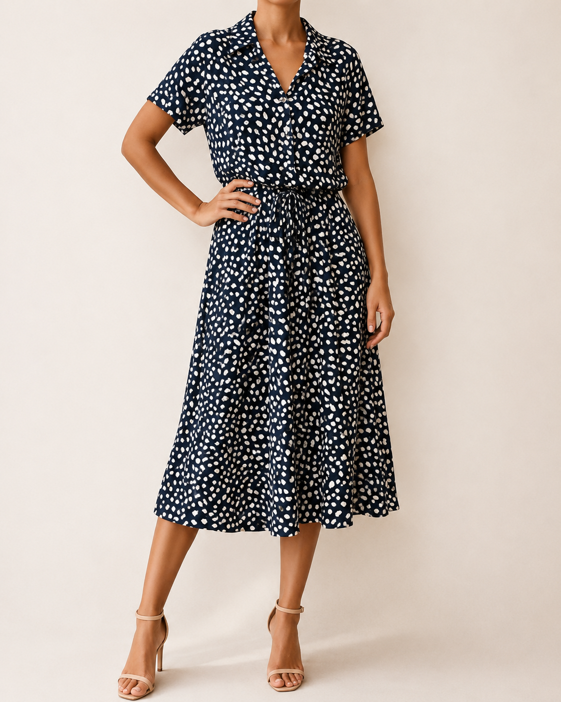 Daria | Robe Midi à Imprimé Pois Abstrait