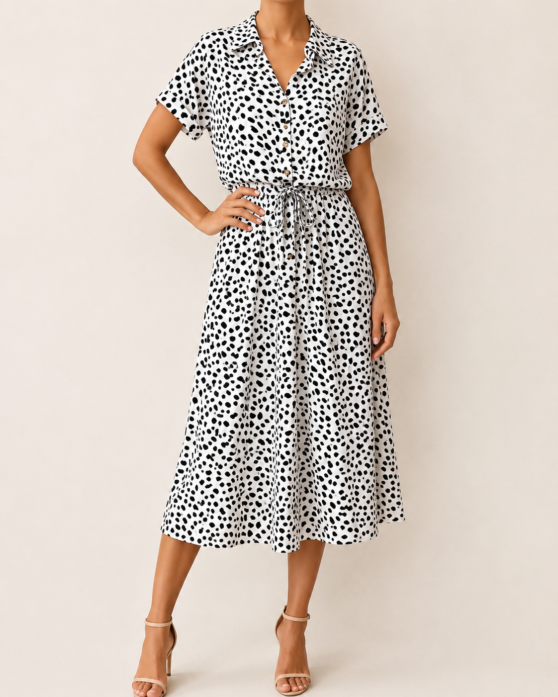 Daria | Robe Midi à Imprimé Pois Abstrait