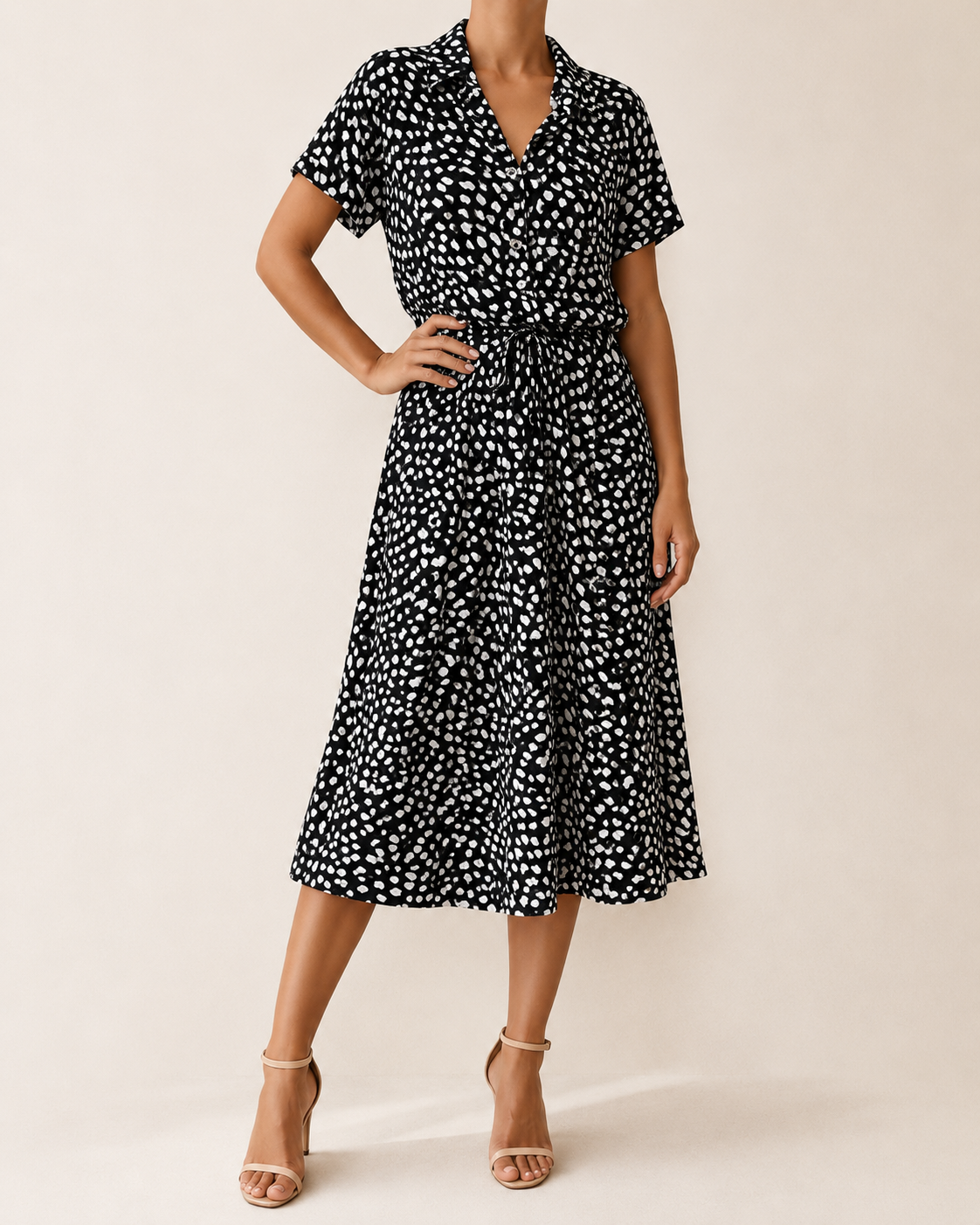 Daria | Robe Midi à Imprimé Pois Abstrait