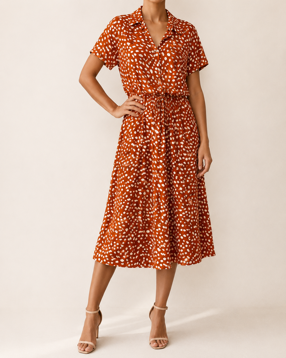 Daria | Robe Midi à Imprimé Pois Abstrait