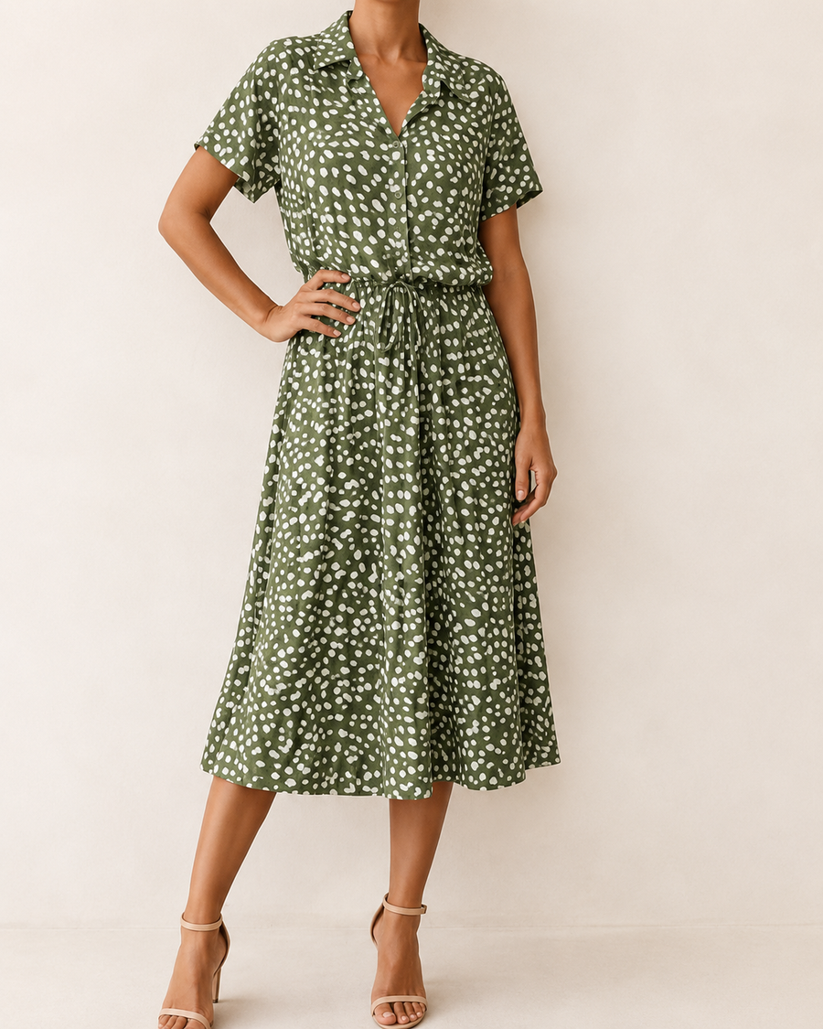 Daria | Robe Midi à Imprimé Pois Abstrait