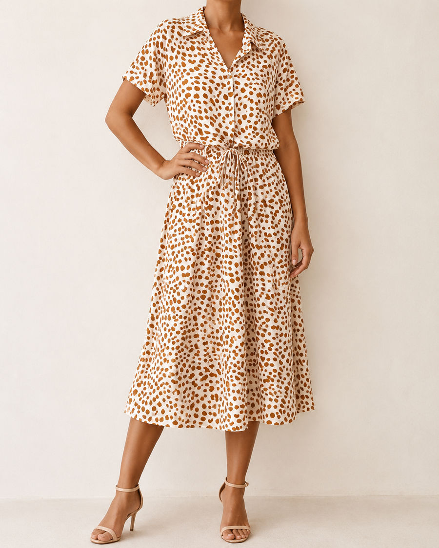 Daria | Robe Midi à Imprimé Pois Abstrait