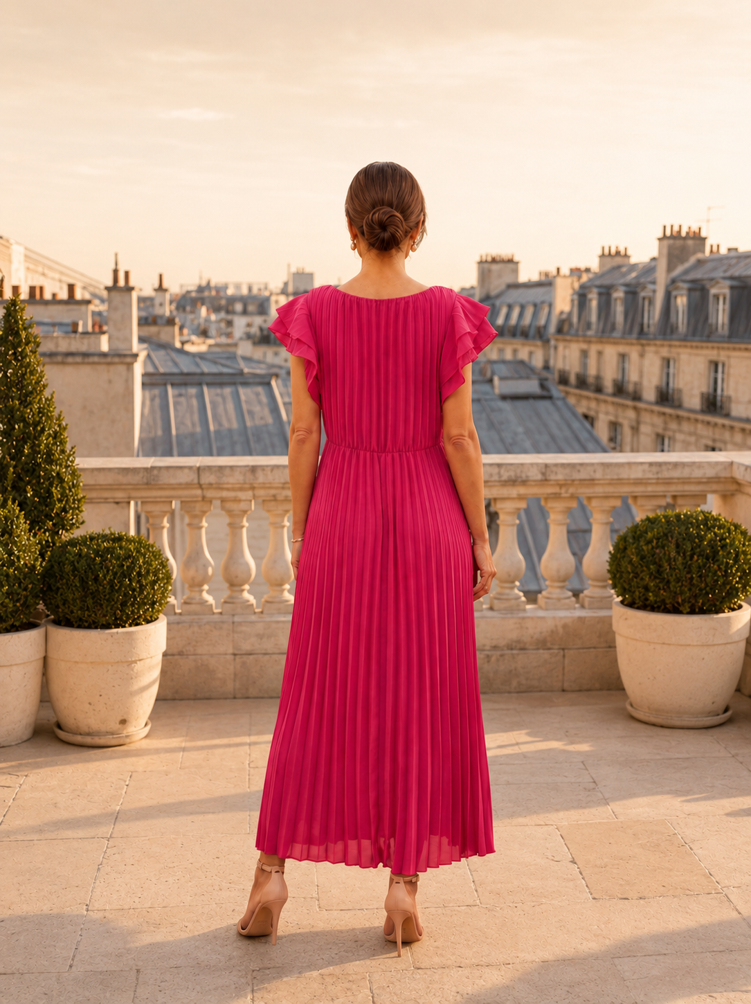 Victoire | Robe longue plissée à taille nouée