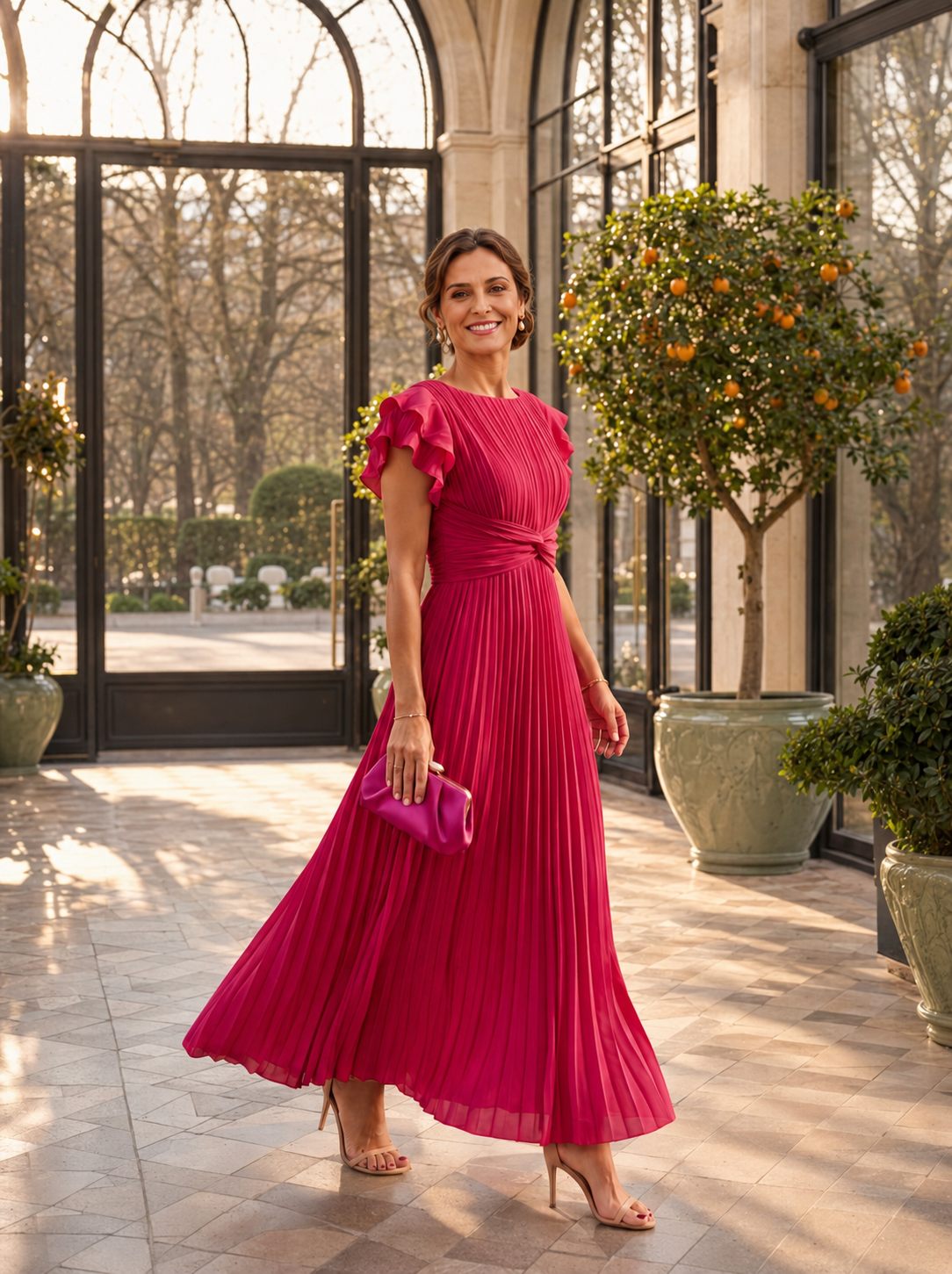Victoire | Robe longue plissée à taille nouée