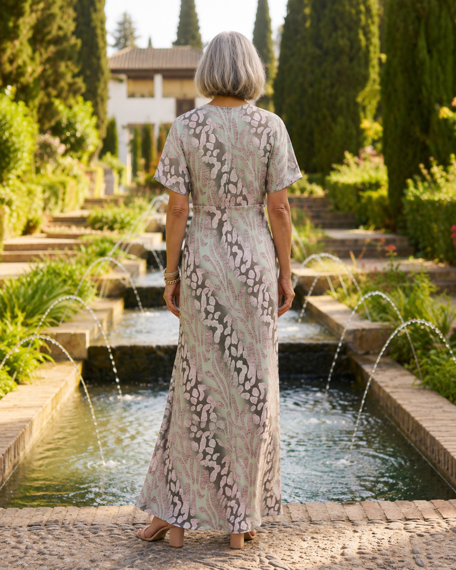 Odile | Robe Longue à Manches Kimono et Nœud sous la Poitrine