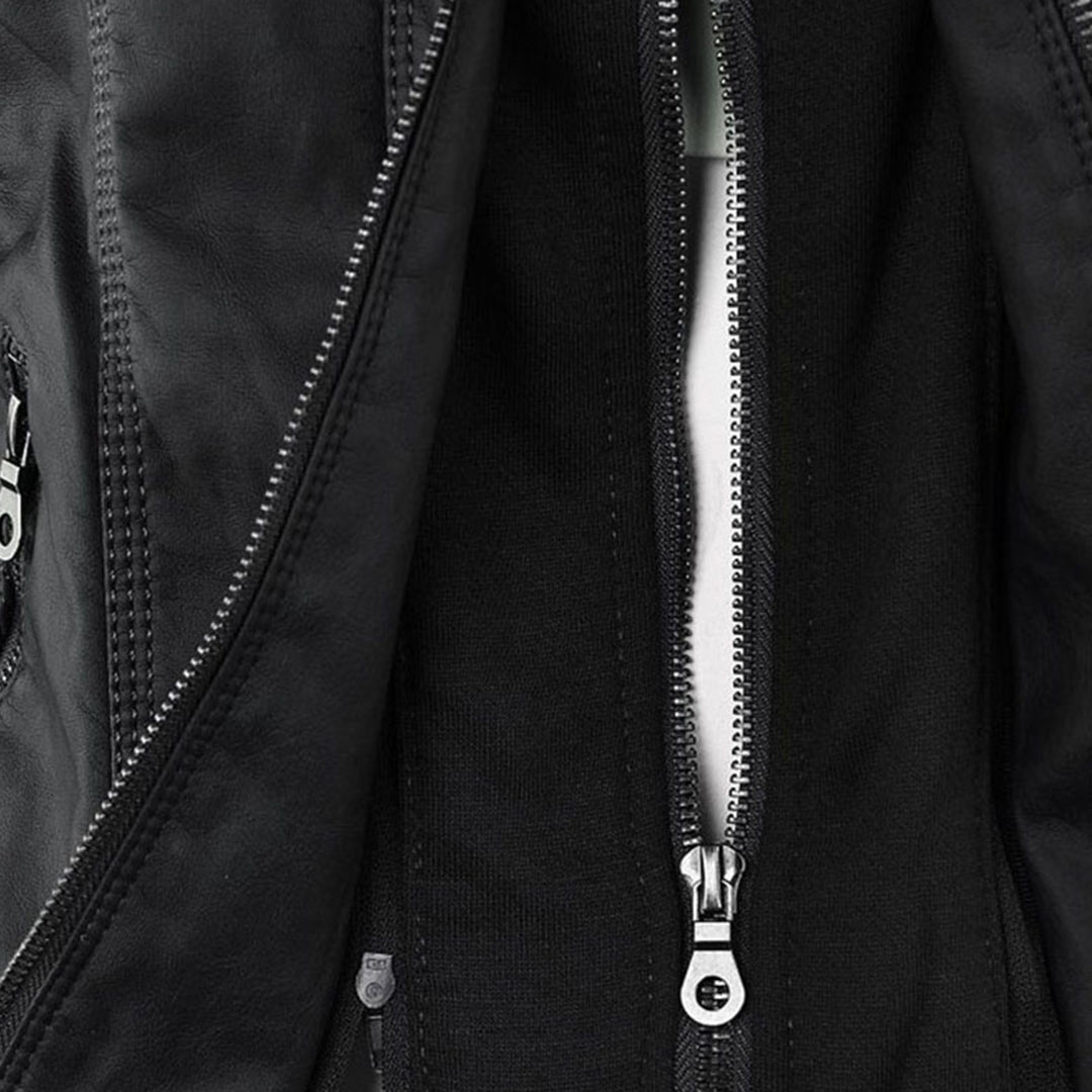 Valentine | Veste en Cuir à Capuche Réglable