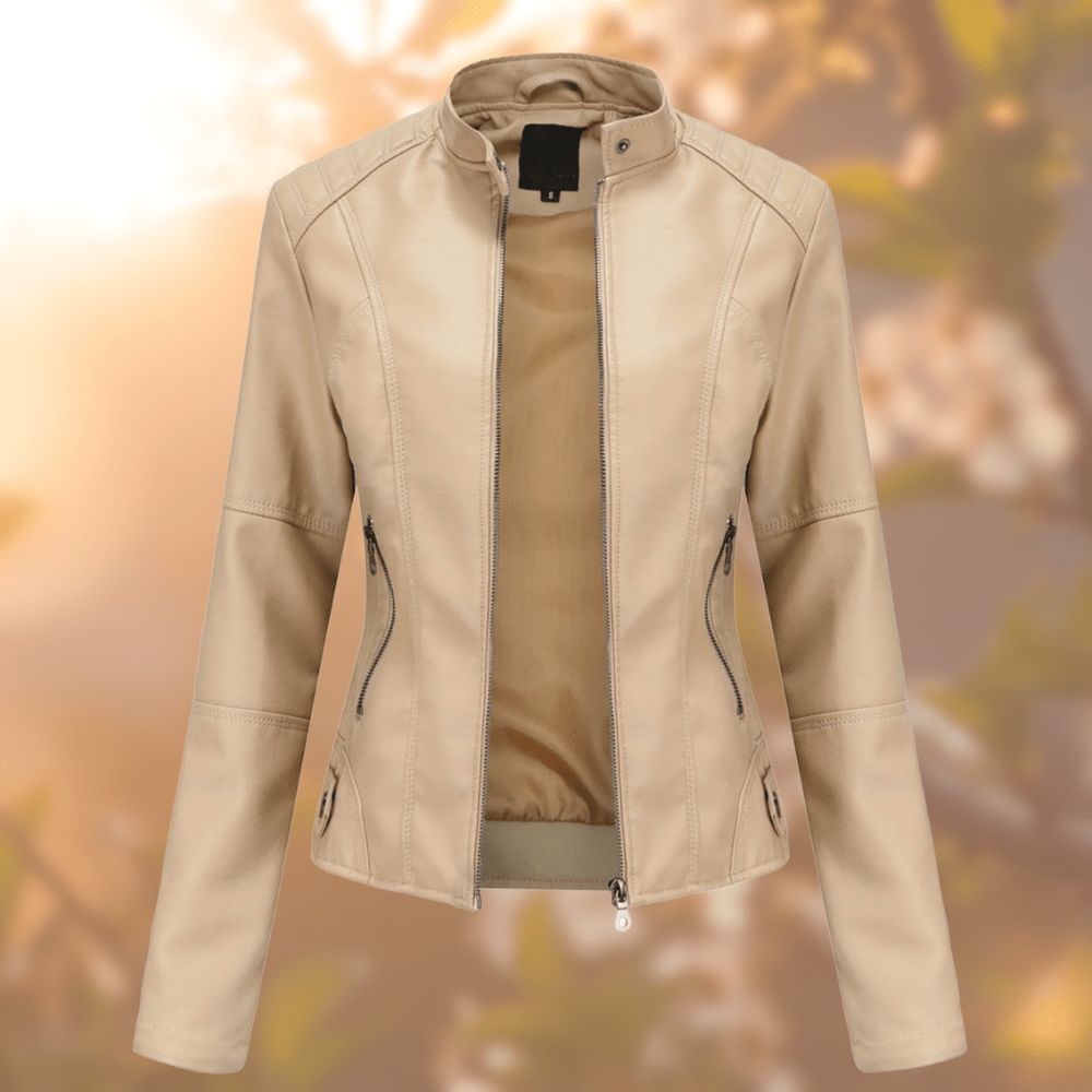 Amandine | Veste en Cuir à Fermeture Zippée
