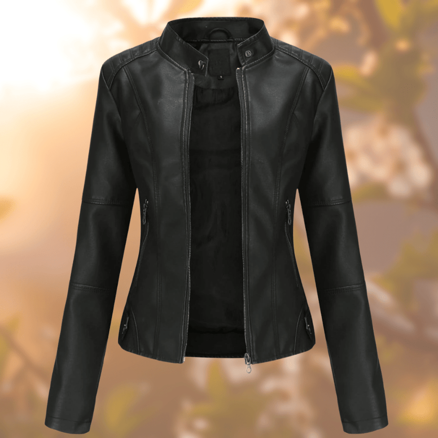 Amandine | Veste en Cuir à Fermeture Zippée