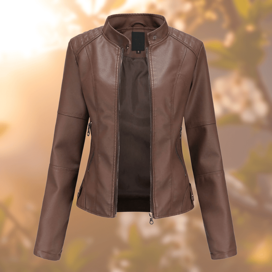 Amandine | Veste en Cuir à Fermeture Zippée