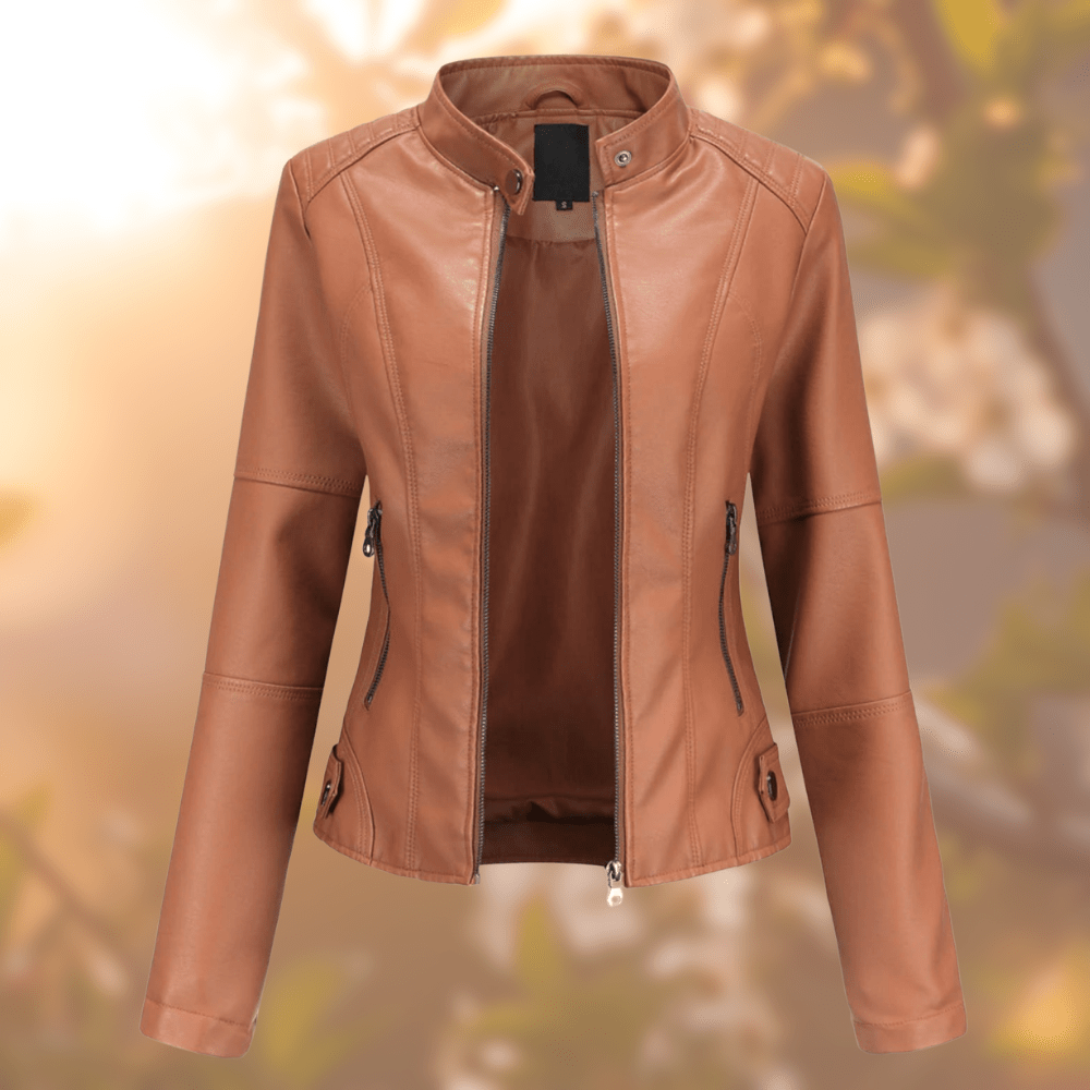 Amandine | Veste en Cuir à Fermeture Zippée