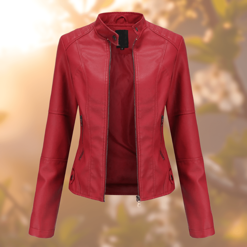 Amandine | Veste en Cuir à Fermeture Zippée