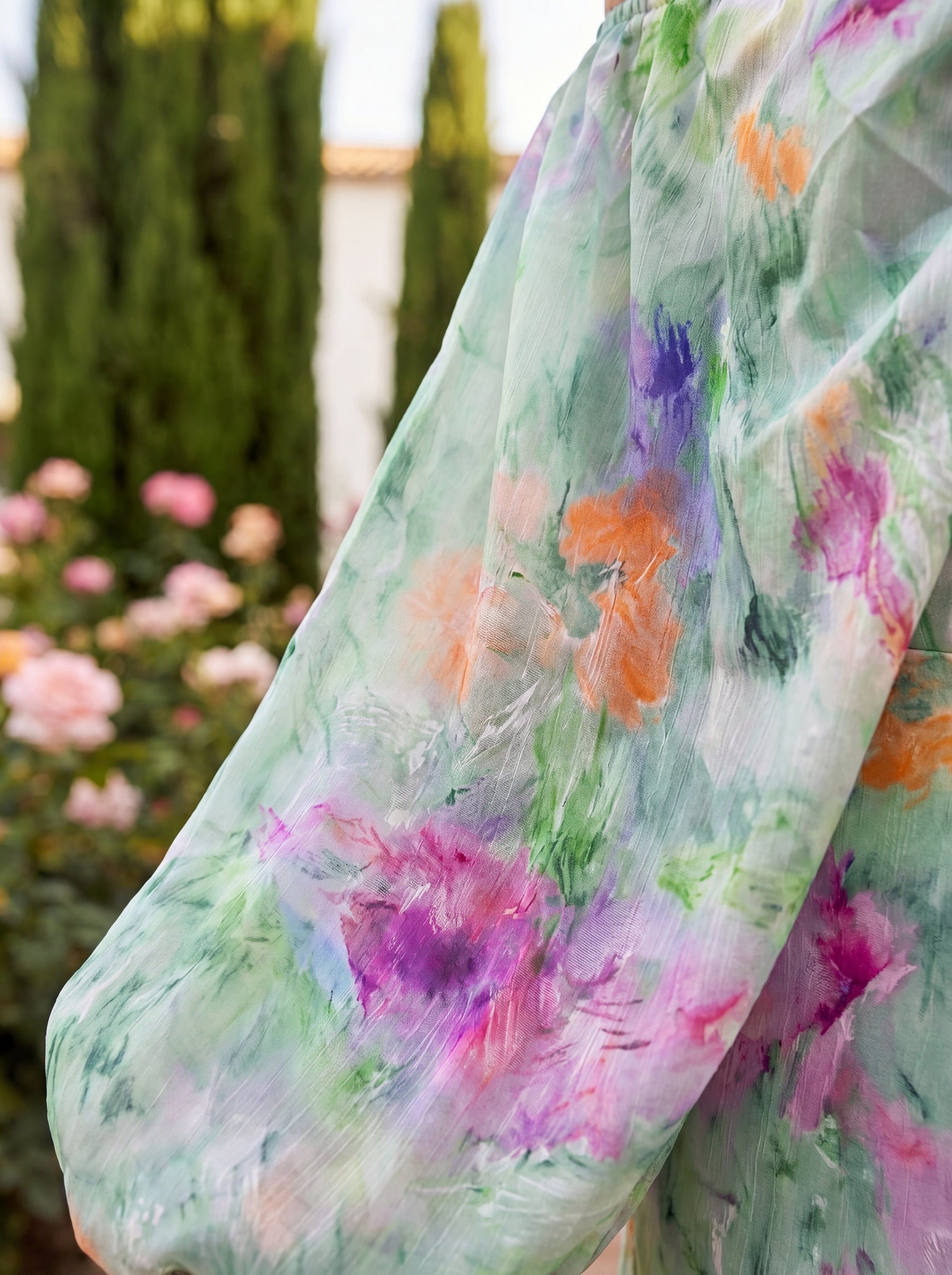 Emmanuelle | Robe Midi à Épaules Dénudées et Manches Bouffantes