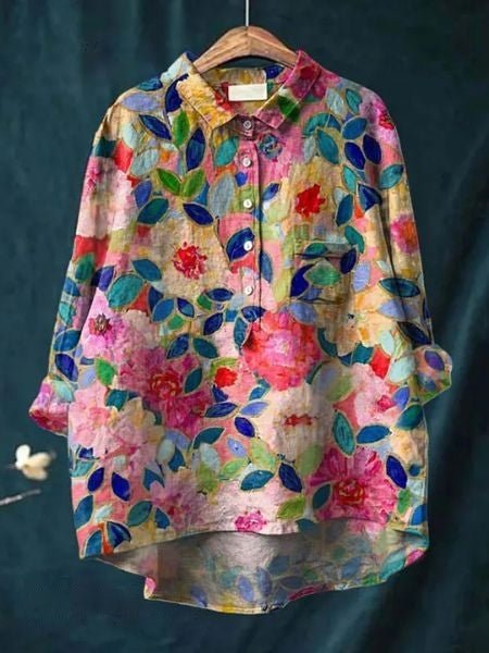 Lila | Chemise Fleurie à Base Plongeante