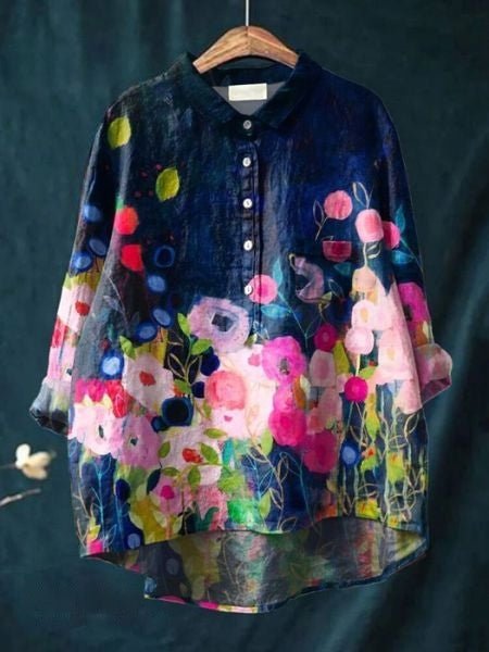 Lila | Chemise Fleurie à Base Plongeante