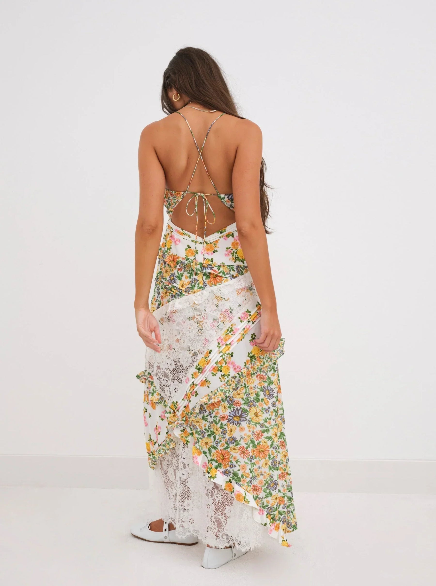 Mireille | Robe Maxi Fleurie avec Volants