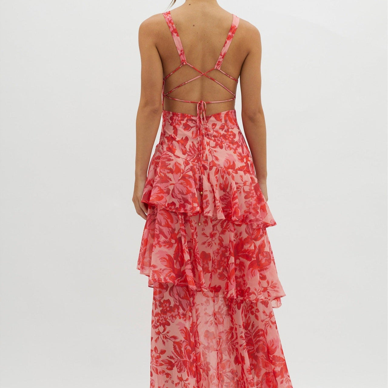 Delia | Robe Maxi Superposée à Imprimé Fleuri