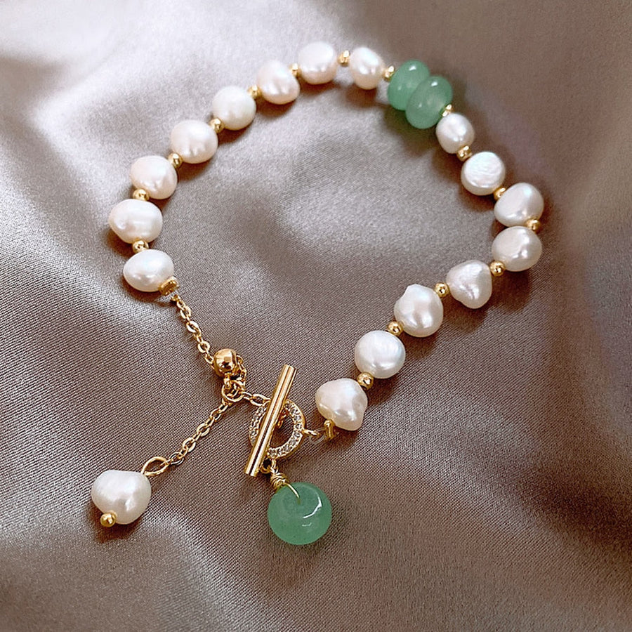 Sidonie | Bracelet Perlé Marin aux Accents Verts