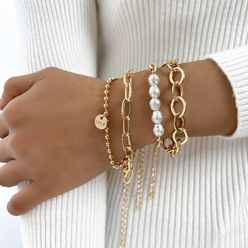 Mirella | Set de Bracelets Dorés avec Perles